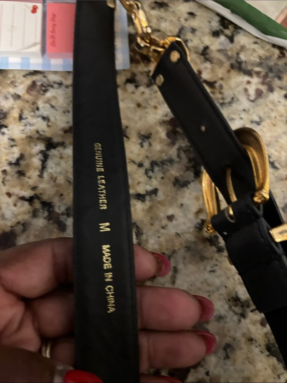 Louis Vuitton Black Leather Belt with Gold Chain Accents - comes with some rubs